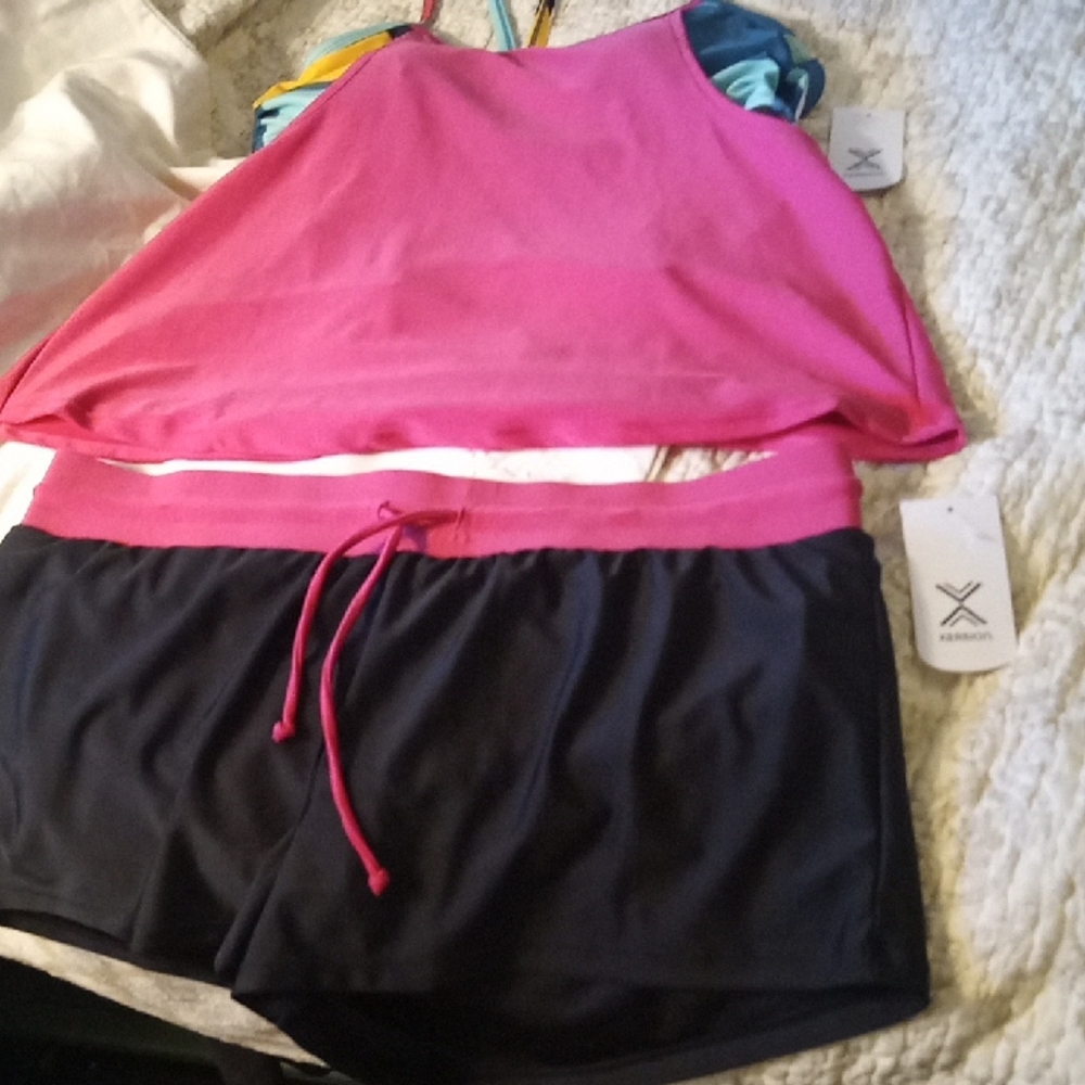 Xersion Pink and Black Swim Coverup with Quick-Dry Fabric